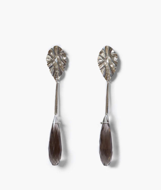 Chan Luu Fluted Drop Earrings Smoky Quartz