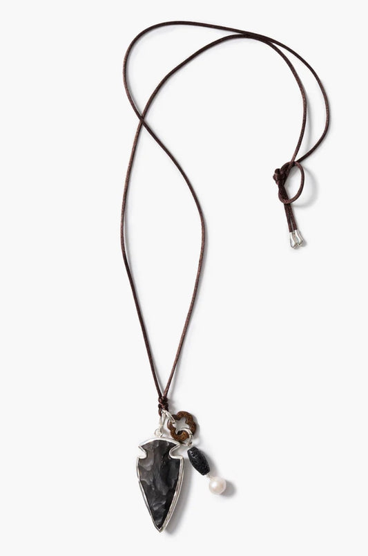 Chan Luu Arrowhead Charm Necklace Black