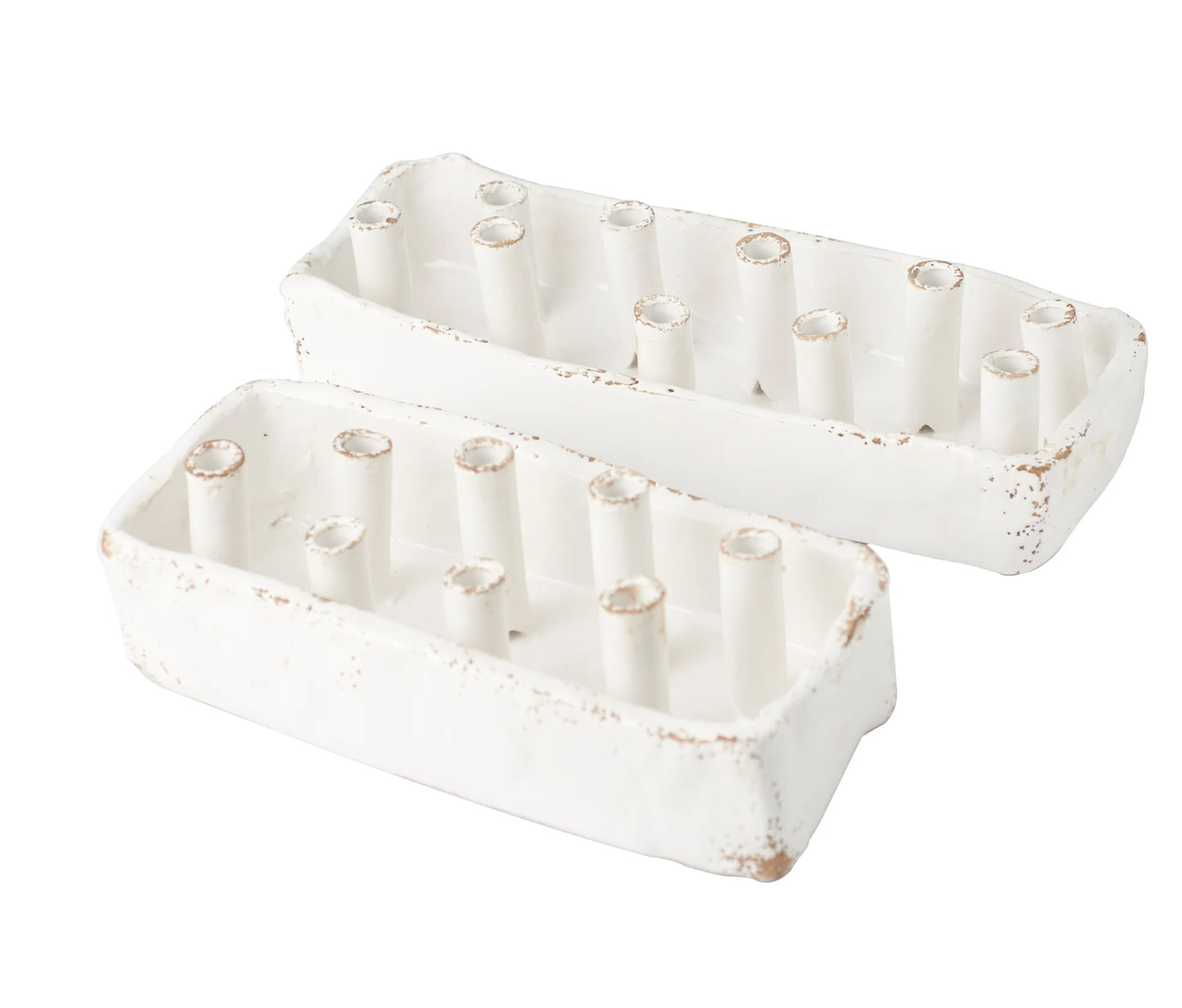 Ceramic Boat Tulipiere, White, 10-Hole