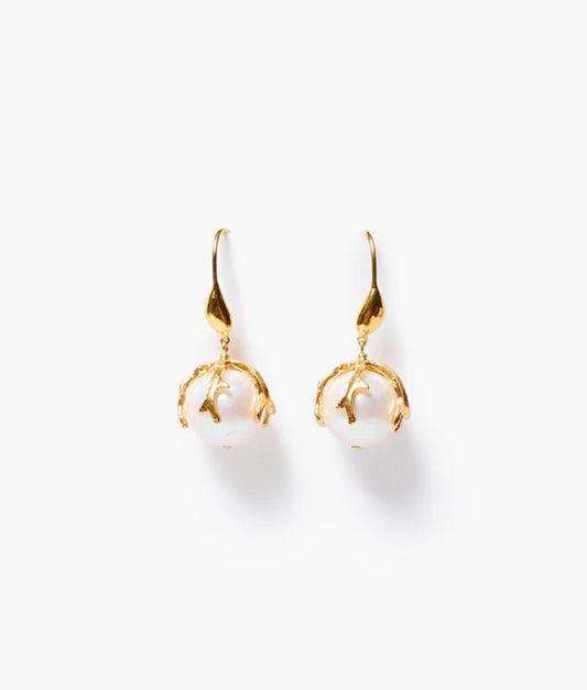 Chan Luu Coral Crown Earrings White Pearl