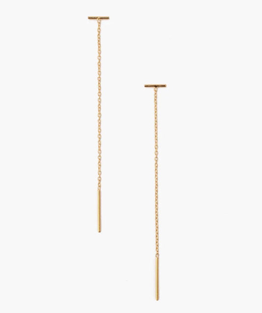 Chan Luu Gold Bar Chain Thread Earrings
