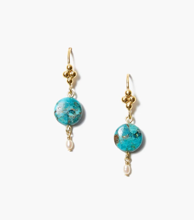 Chan Luu Turquoise Pearl Drop Earrings
