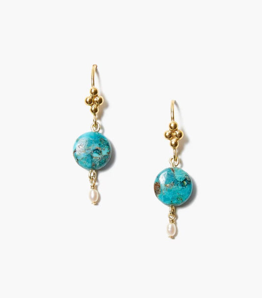 Chan Luu Turquoise Pearl Drop Earrings