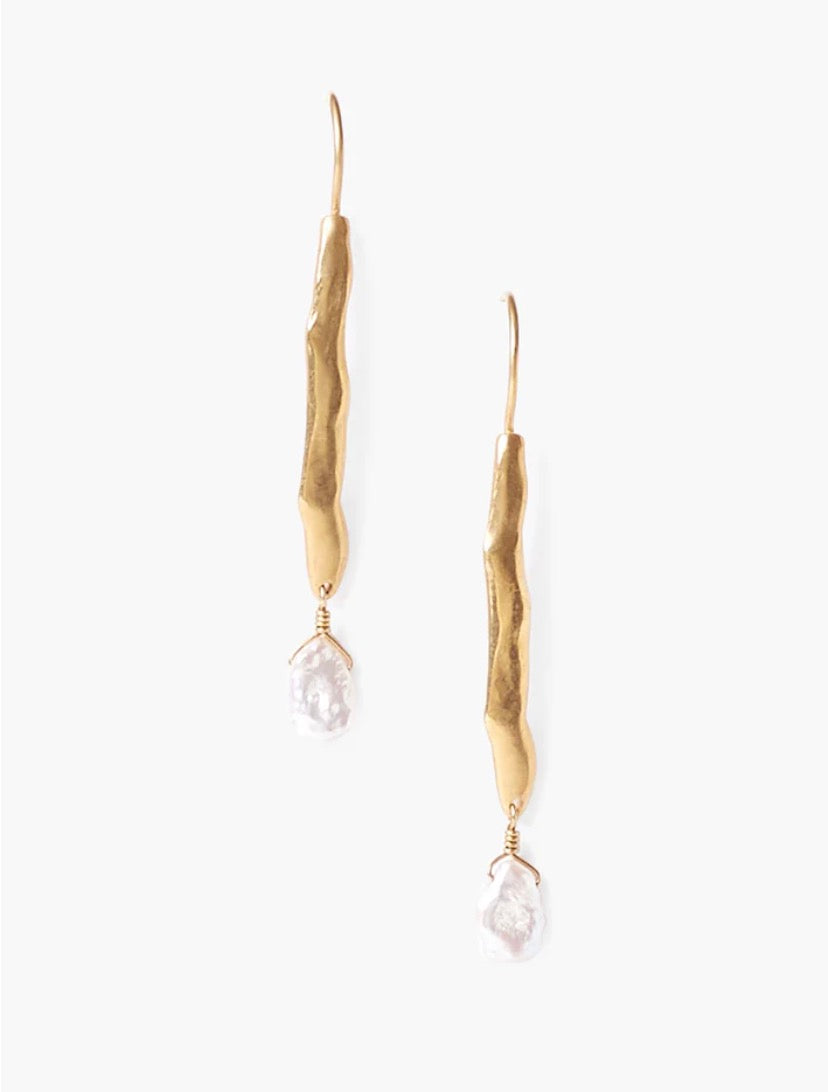 Chan Luu Gold Wave Pearl Drop Earrings