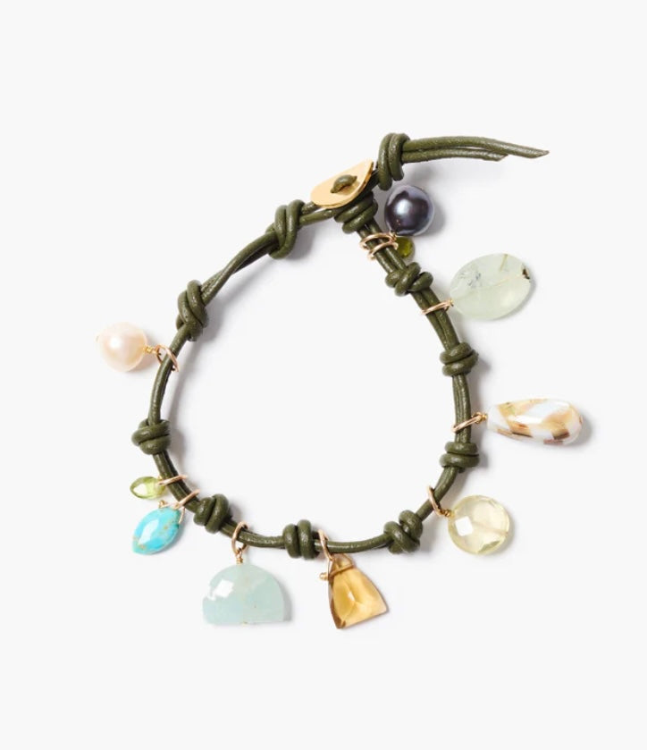 Chan Luu Gemma Charm Bracelet Green