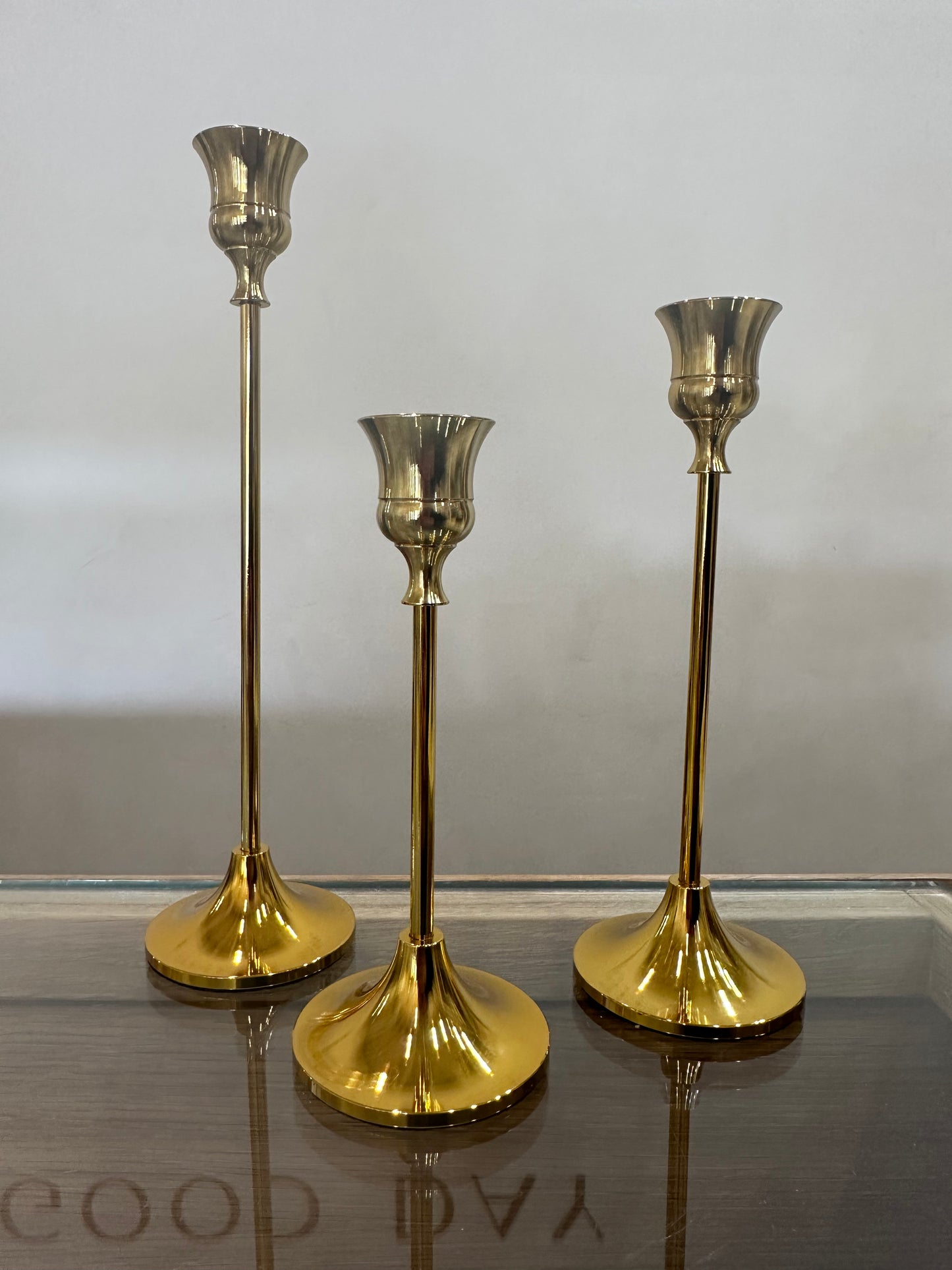 Trio Gold Candle Holder, Candlestick Holder | Set of 3