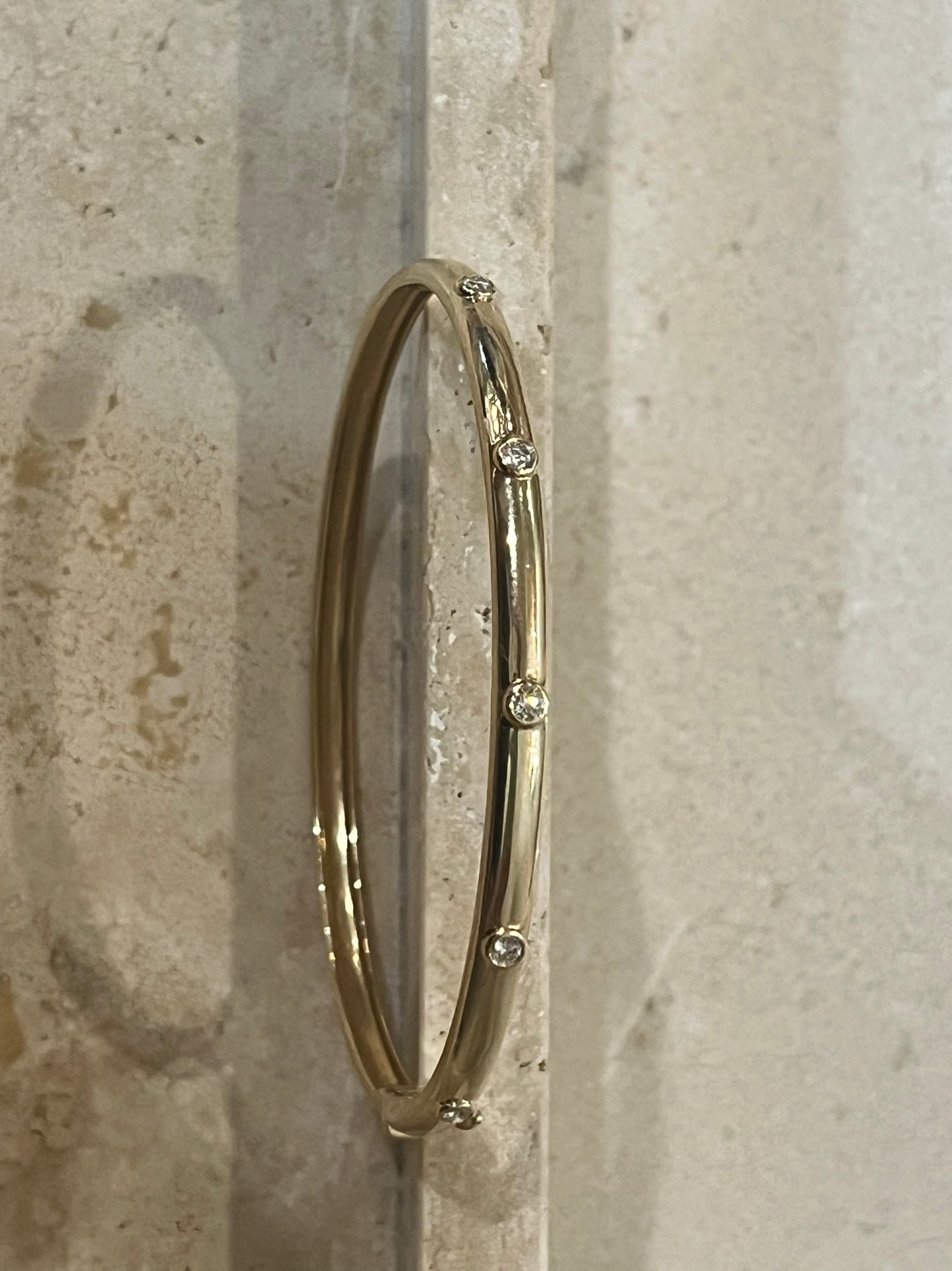 Gold Bangle Bracelet With Diamonds 7mm
