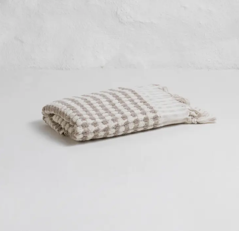 Dotted Terry Hand Towel-Taupe