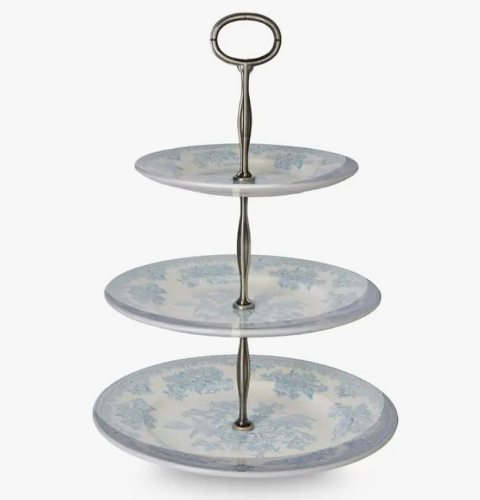 Blue Asiatic Pheasants 3 Tier Cake Stand