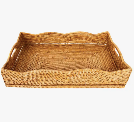 Scallop Rectangular Tray With Cutout Handles