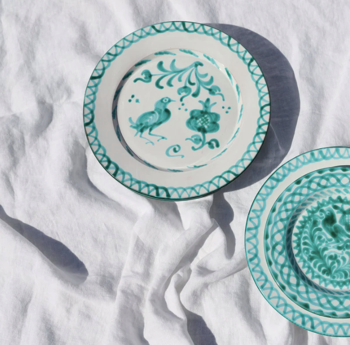 s/2 Dinner Plate-Hand Painted Traditional Designs,