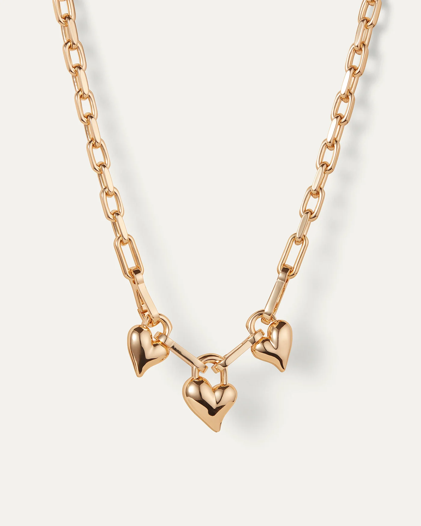 Padlock Triple Heart Pendant Necklace