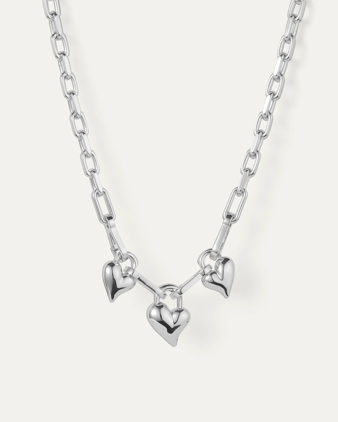 Padlock Triple Heart Pendant Necklace