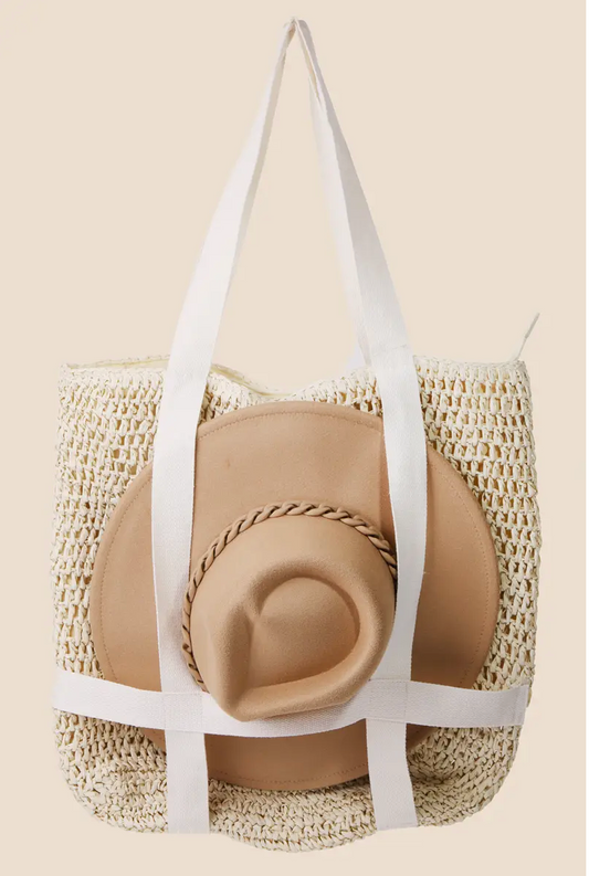 Straw Braided Hat Holder Tote Bag