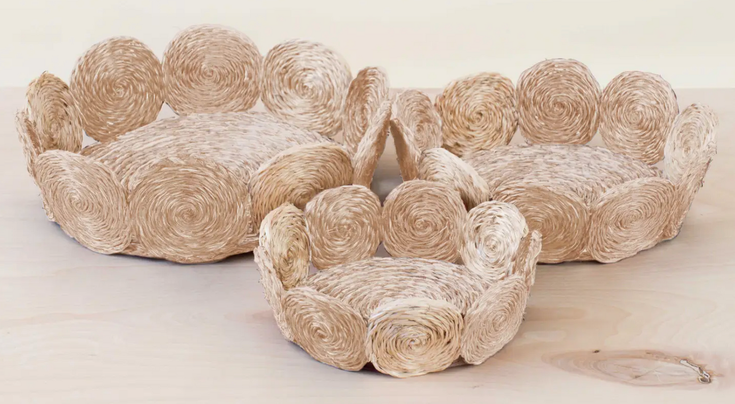 Natural Woven Fruit Basket - Storage Basket, Set of 3