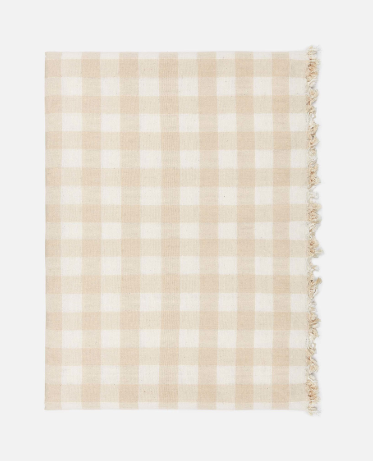 Gingham Cream Tablecloth Large