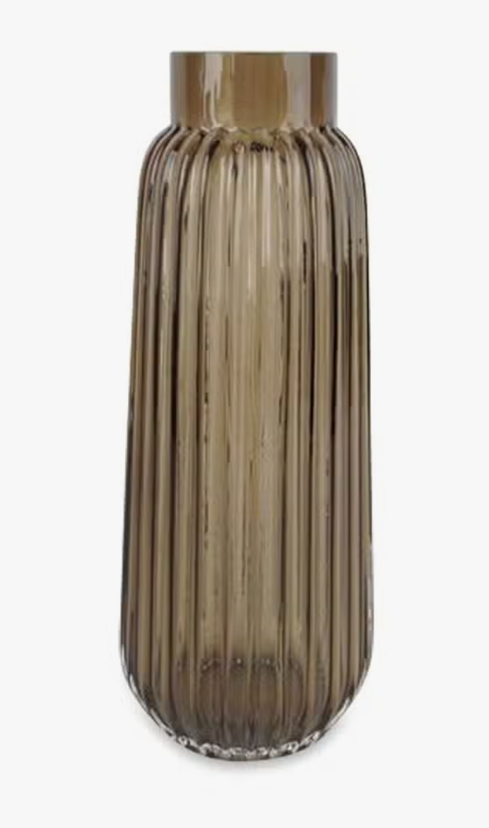 Smoked Striped Oval Vase
