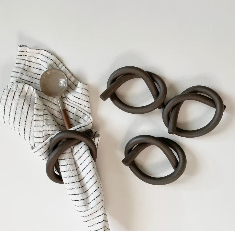 Ceramic Knot Napkin Rings Set of 4