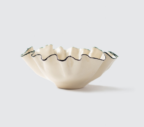 Ruffled Trim Porcelain Serving Bowl