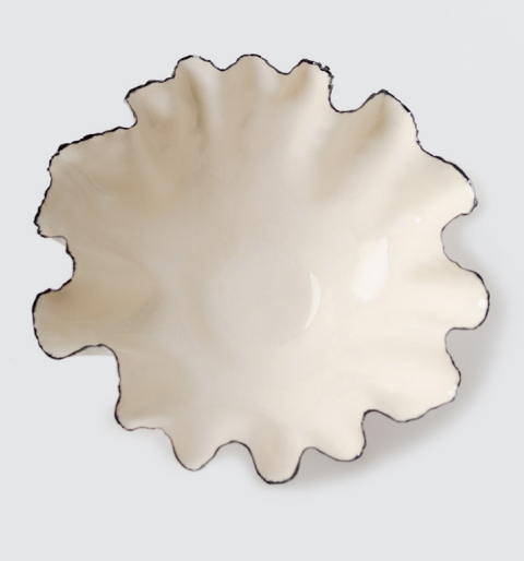 Ruffled Trim Porcelain Serving Bowl