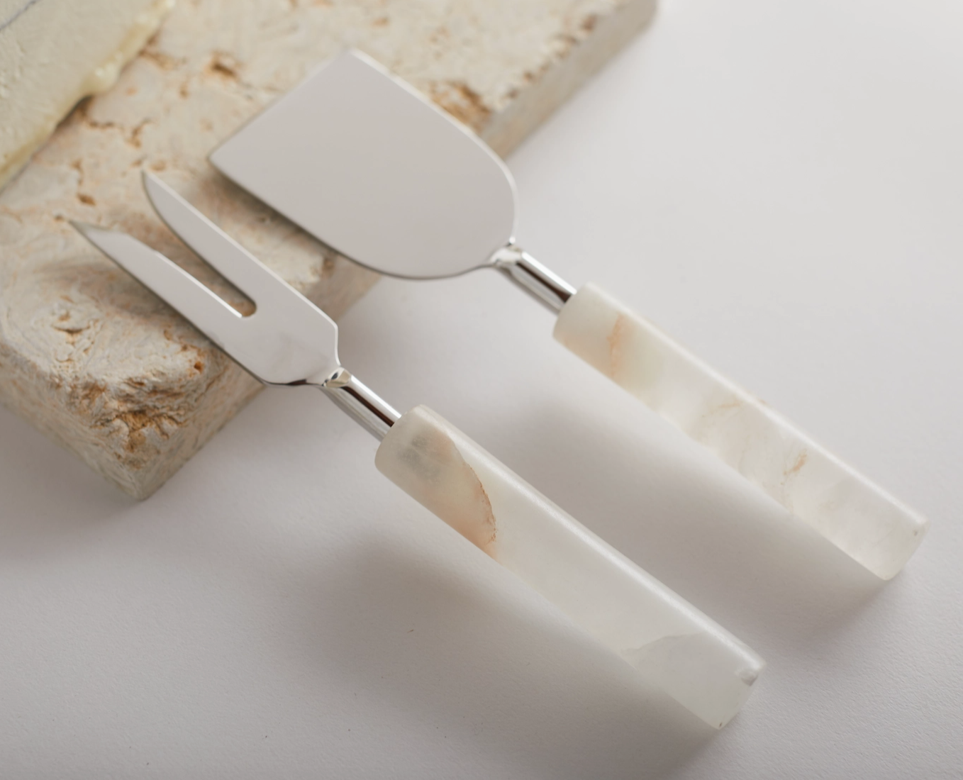 Santo Alabaster Cheese Tools Set of 2