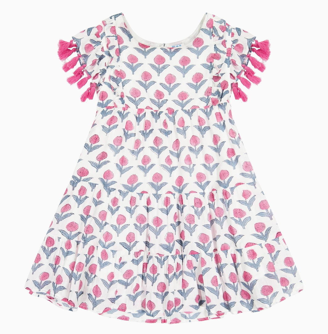 Sophie Girl's Tassel Dress Pink Flower