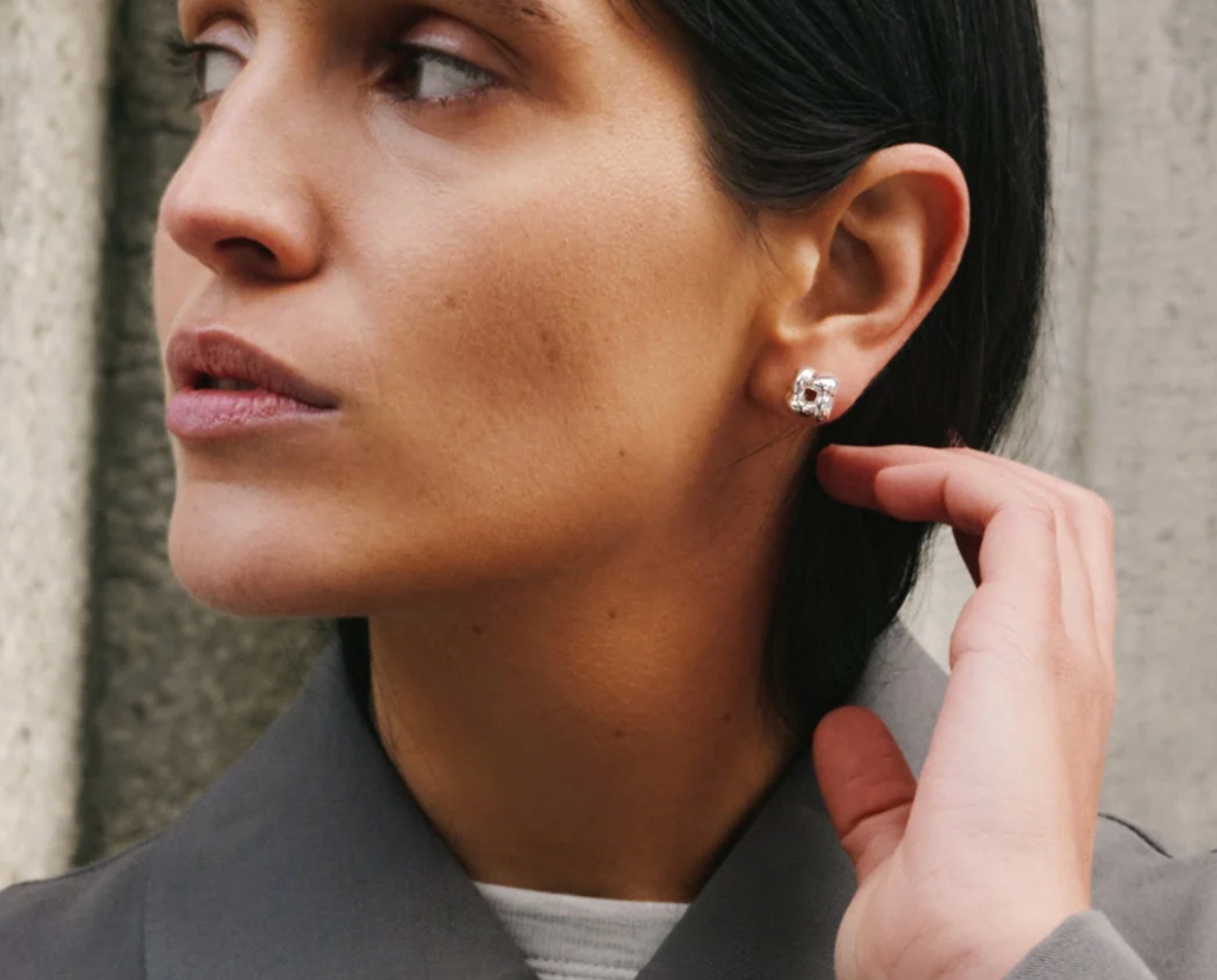 Mini Woven Square Earrings