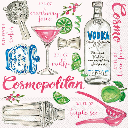Cosmopolitan paper cocktail napkin