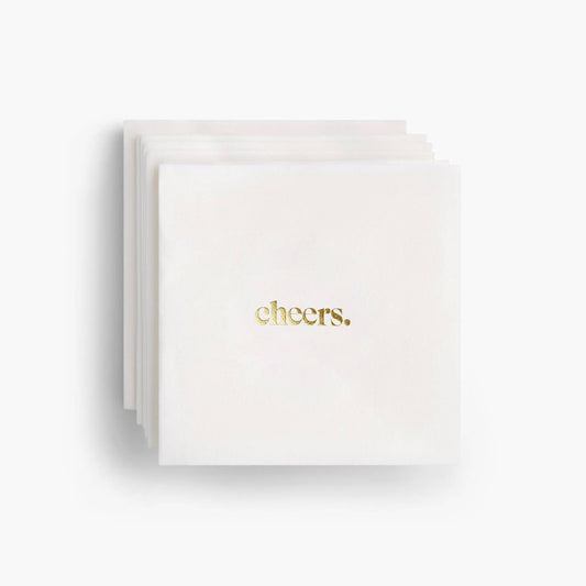 Cheers Gold Foil Cocktail Napkins - Set of 20