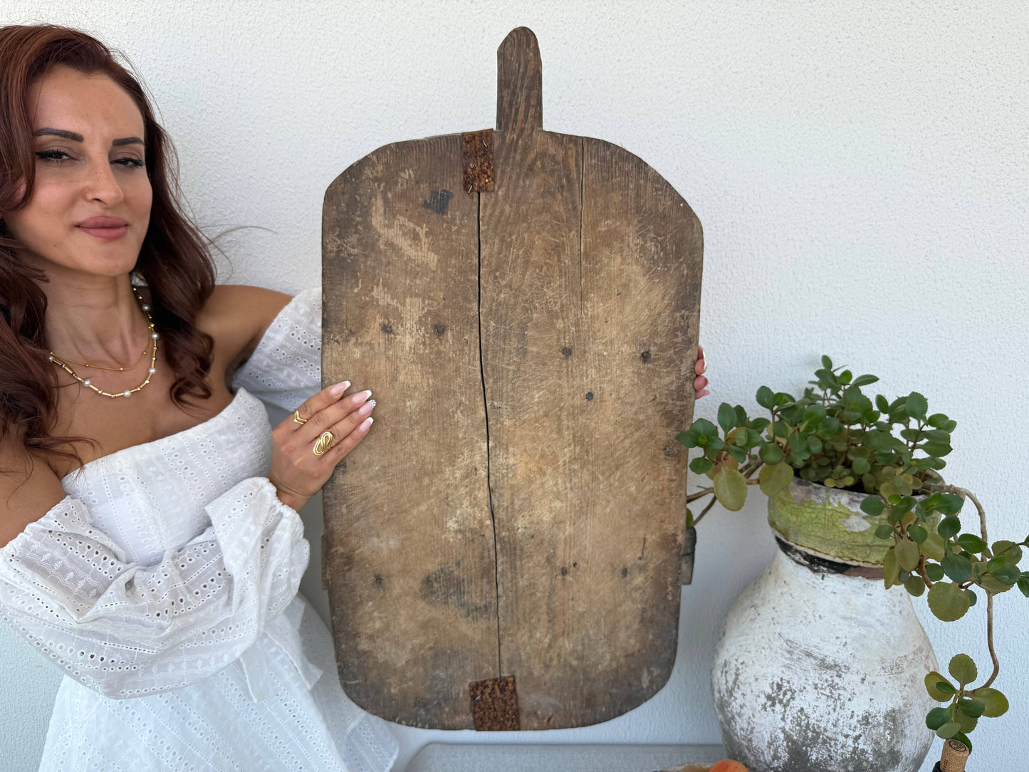 Vintage Turkish Wooden Bread Board | Handmade Cutting Paddle