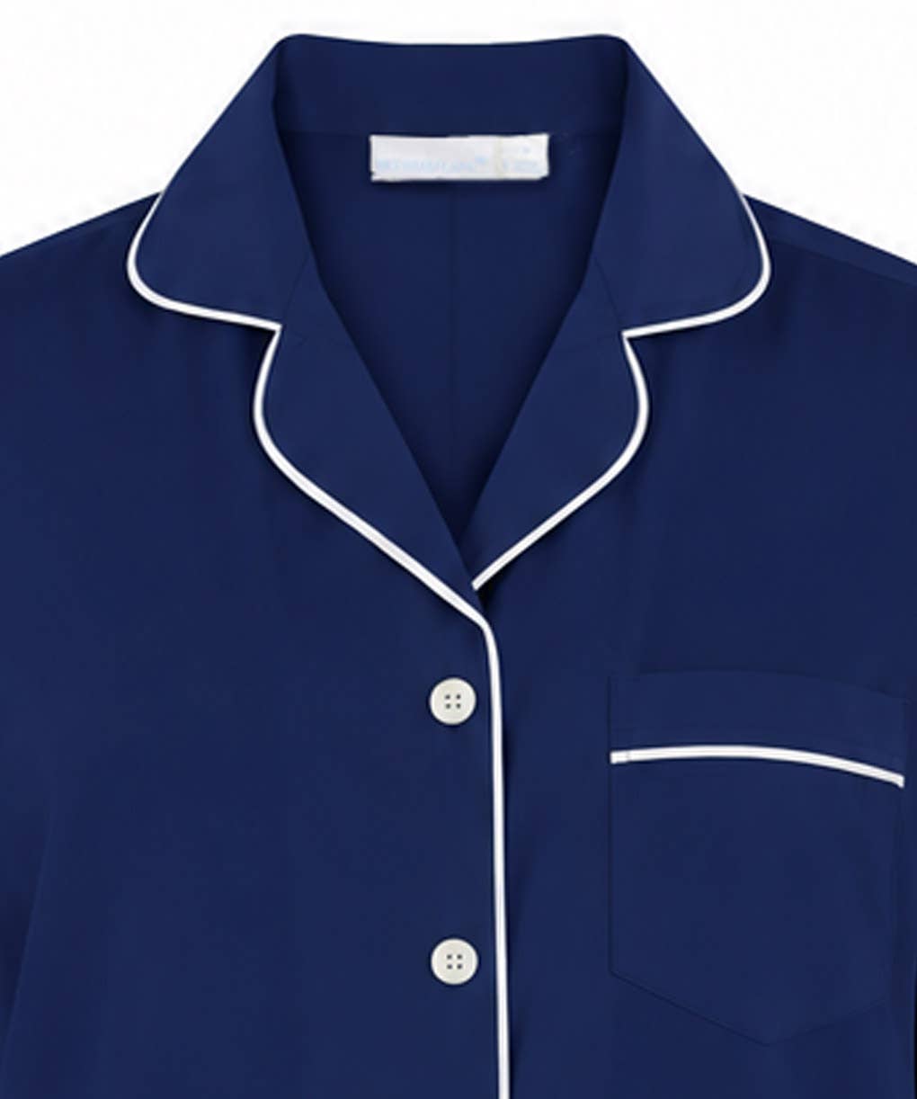 Navy Flannel Long Sleeve Pajamas