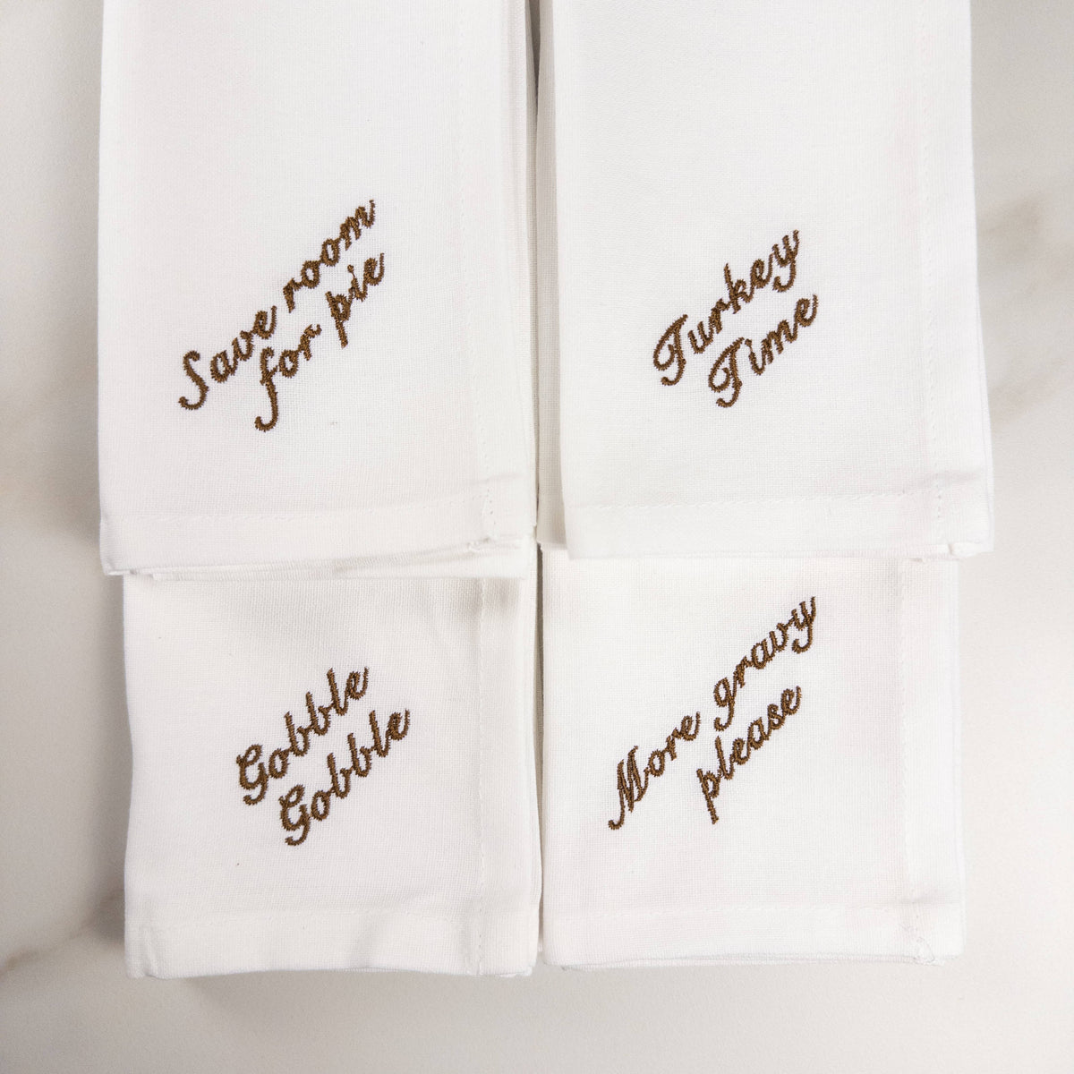 Thanksgiving Sayings Embroidered Dinner Napkin Set