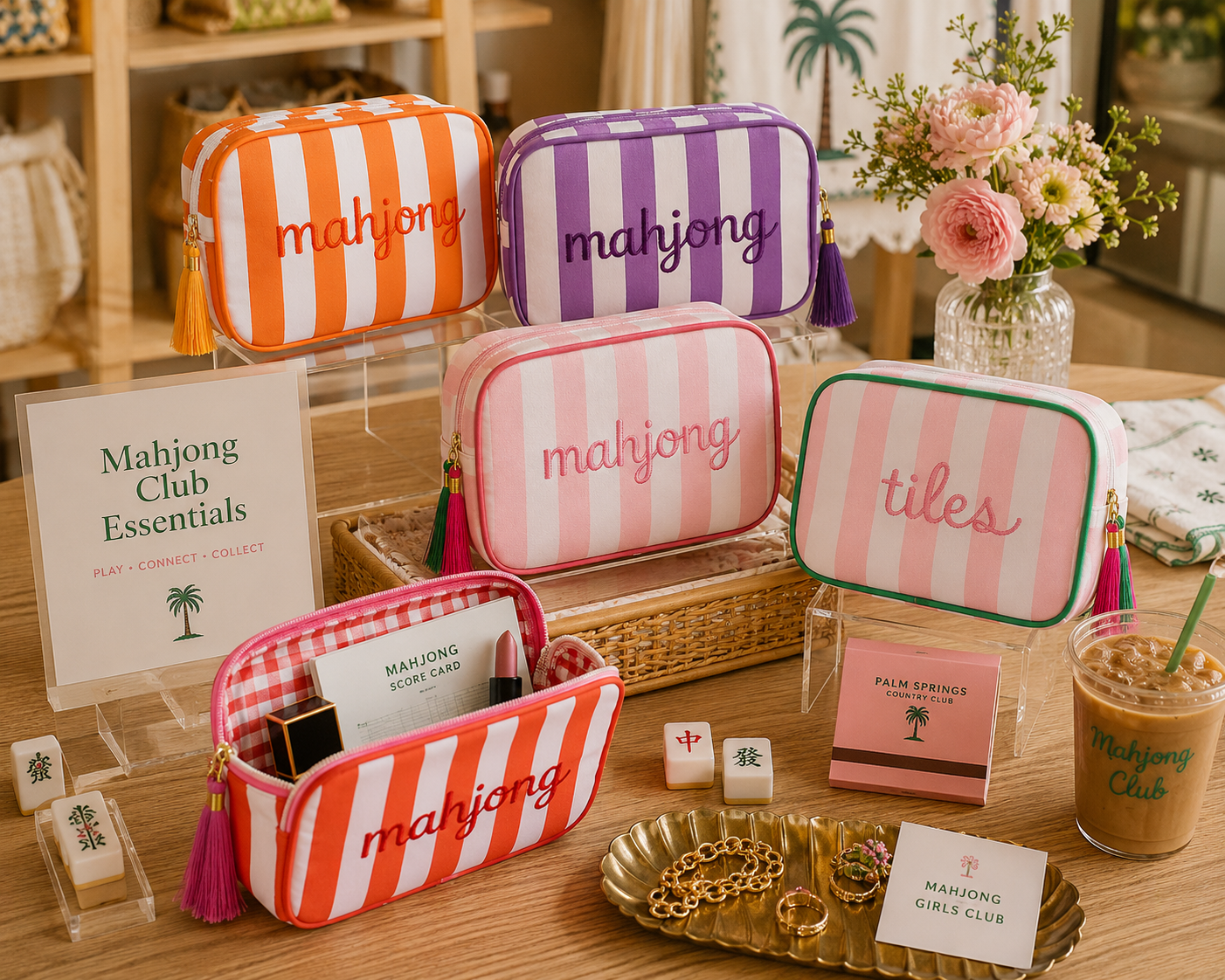 Mahjong Cosmetic Pouch, Mahjong Makeup Bag