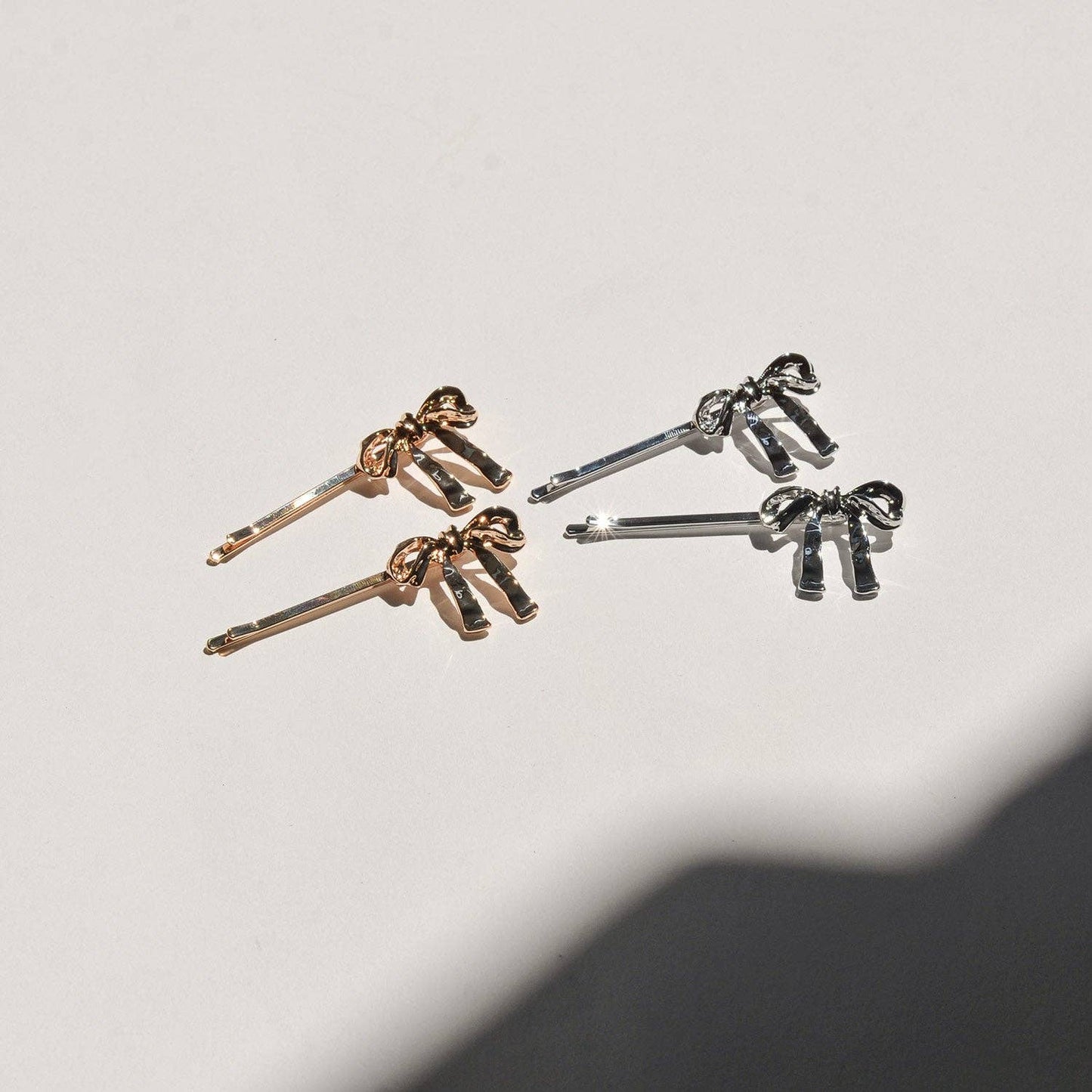 Ribbon Metal Hair Bobby Pins | Silver