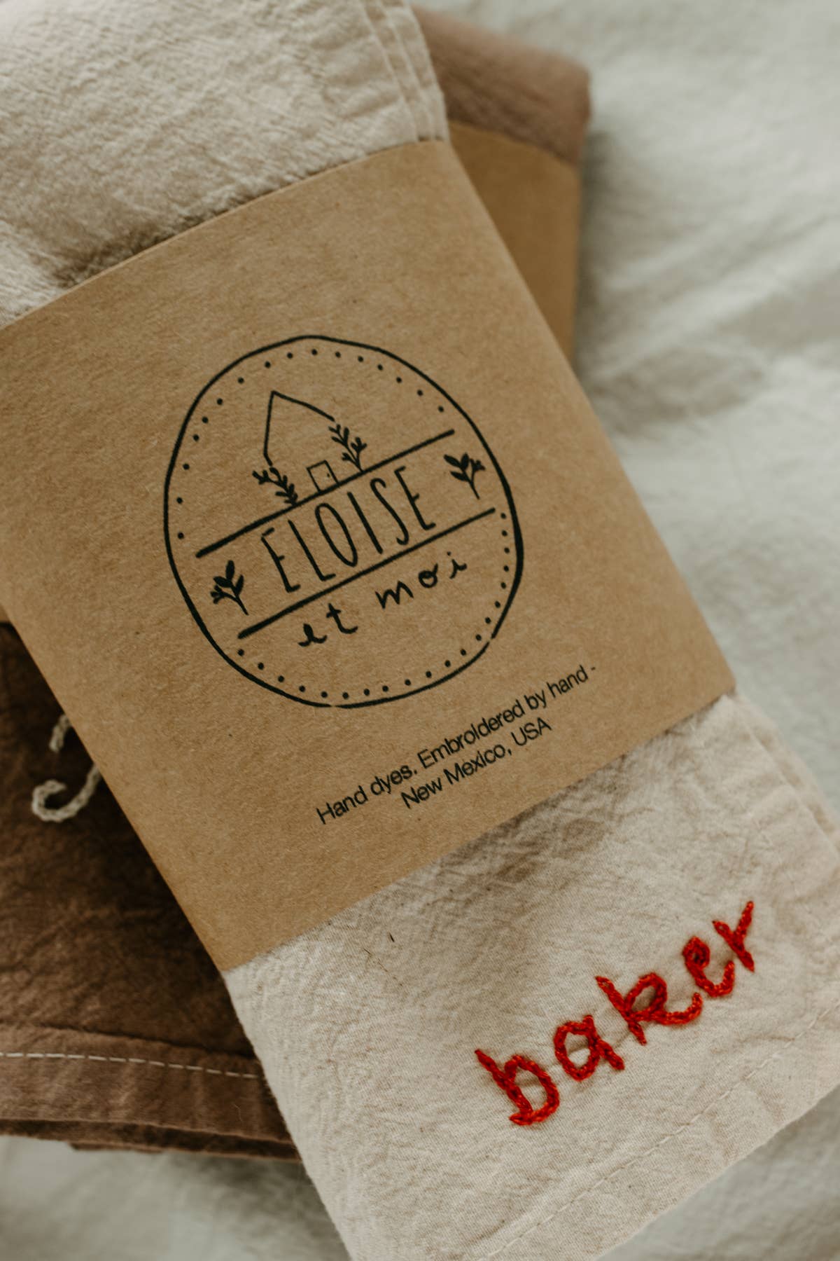 Hand embroidered Hand dyed Organic cotton Kitchen Towel 
