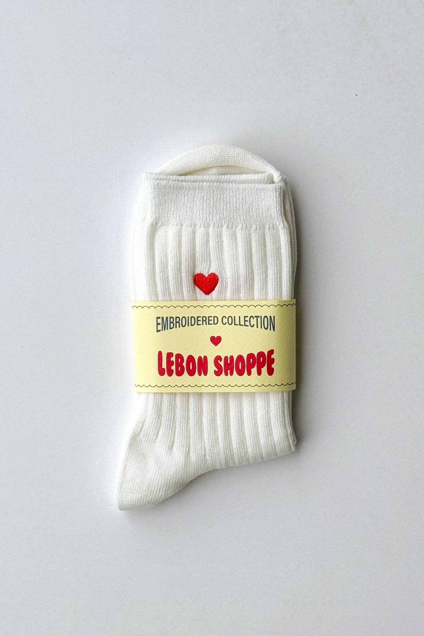 LeBon Shoppe Embroidered Heart Socks