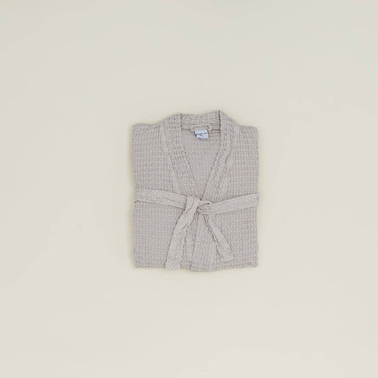 SIMPLE WAFFLE BATHROBE - LIGHT GREY