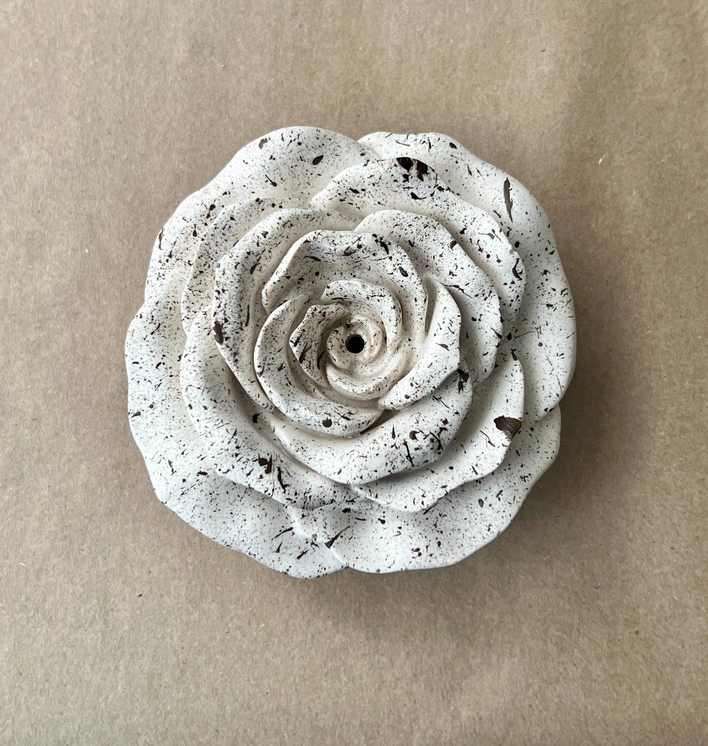 Handcrafted Rose Incense Holder_ Floral Jesmonite Incense Burner