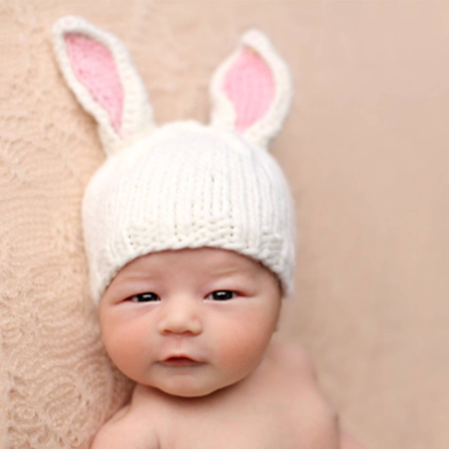 Bunny Hat, White Pink | Kids & Baby Beanie Spring Summer