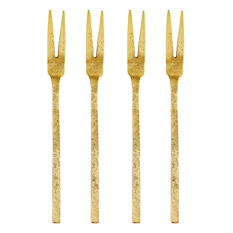 Hammered Gold Appetizer Forks - Set of 4