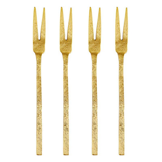 Hammered Gold Appetizer Forks - Set of 4