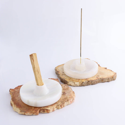 One White Onyx Palo Santo and Incense Holder