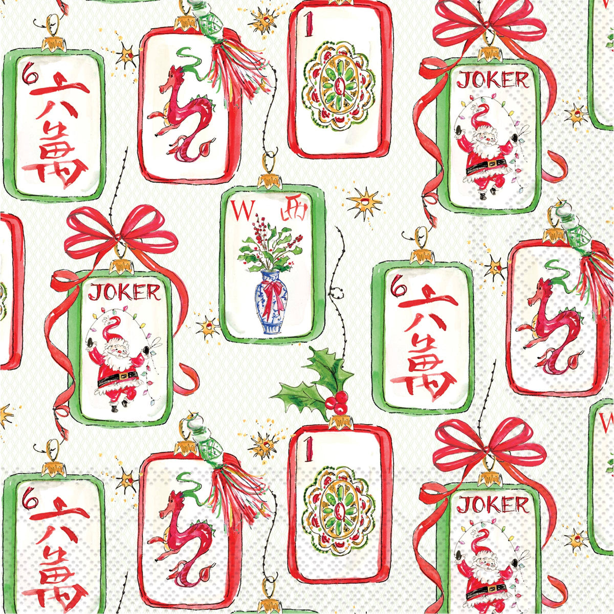 Paper Cocktail Napkin 20 Ct Mahjong and Santa Rosanne Beck