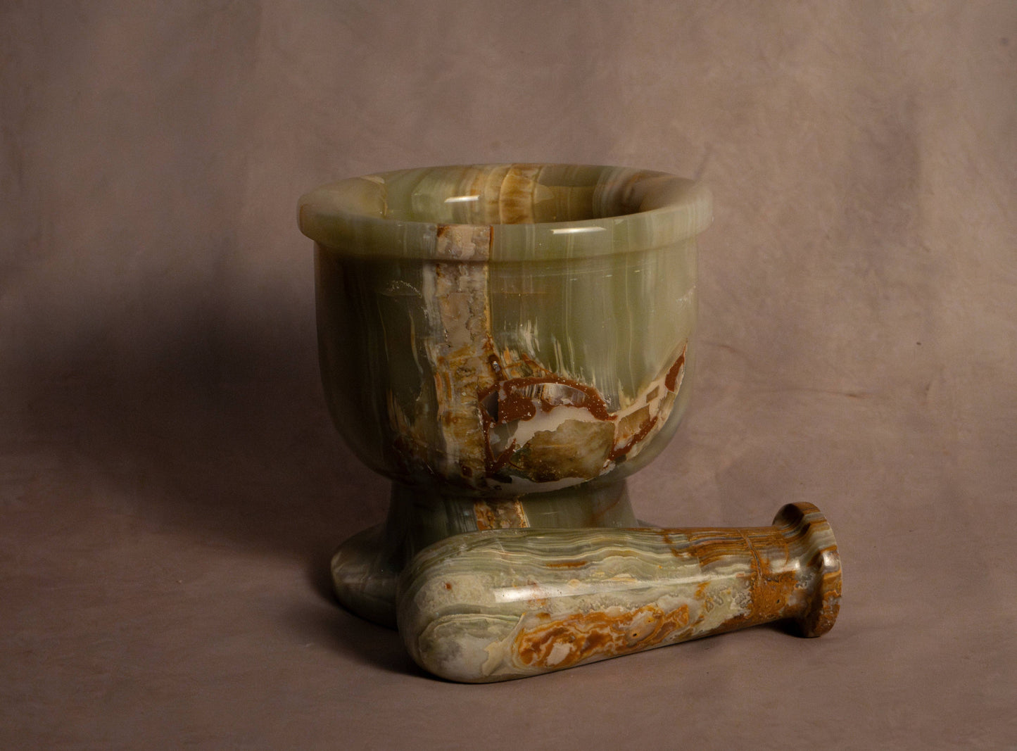 Large Heirloom Mortar & Pestle - Multi Green Onyx