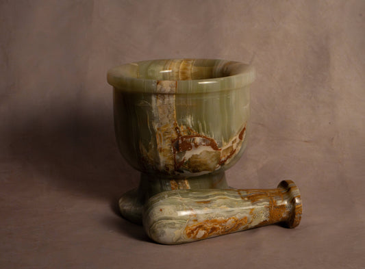 Large Heirloom Mortar & Pestle - Multi Green Onyx