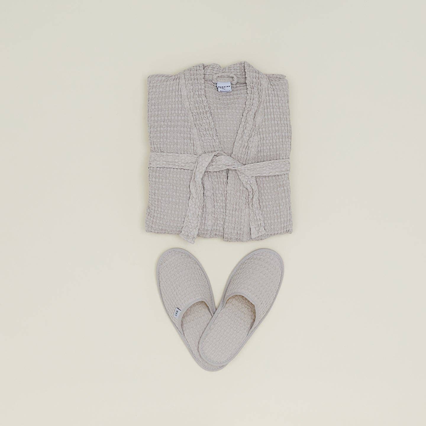SIMPLE WAFFLE BATHROBE - LIGHT GREY