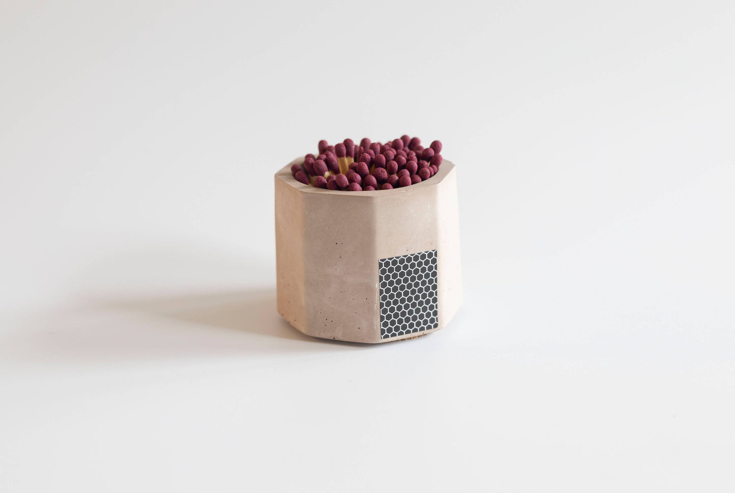 Brown Match Holder w/ Burgundy Matches