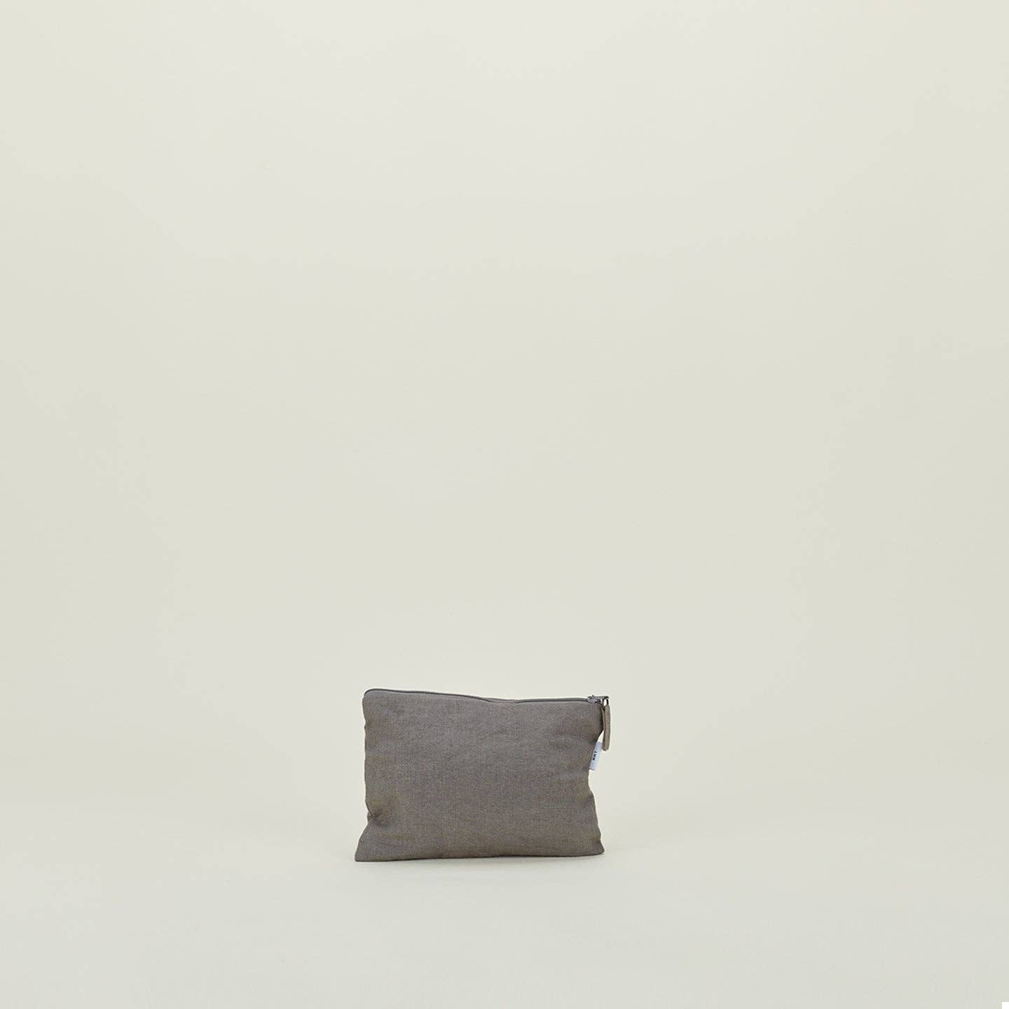 SIMPLE LINEN ZIPPER POUCHES - DARK GREY