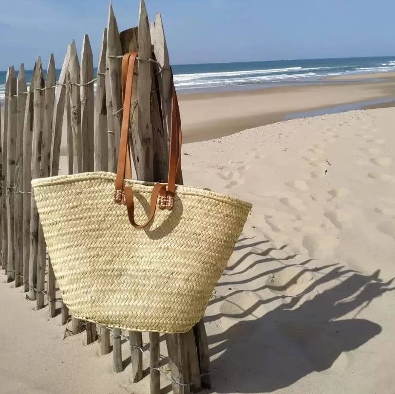 Handwoven French Market Basket – Natural Straw Tote