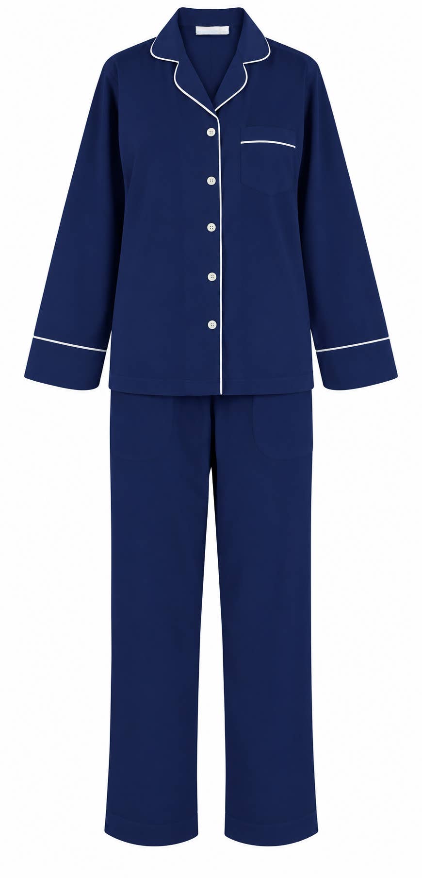 Navy Flannel Long Sleeve Pajamas